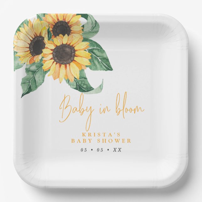 Sonnenblumen Baby in Bloom Baby Duschpapier Teller (Vorderseite)