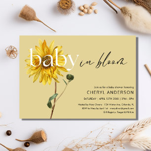 Sonnenblumen-Baby in Blüte Baby Shower Party  Einladung