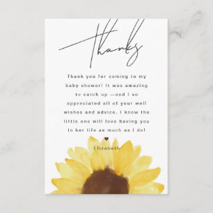 Sonnenblumen-Baby-Shower-Blumen-Dankeskarten Begleitkarte