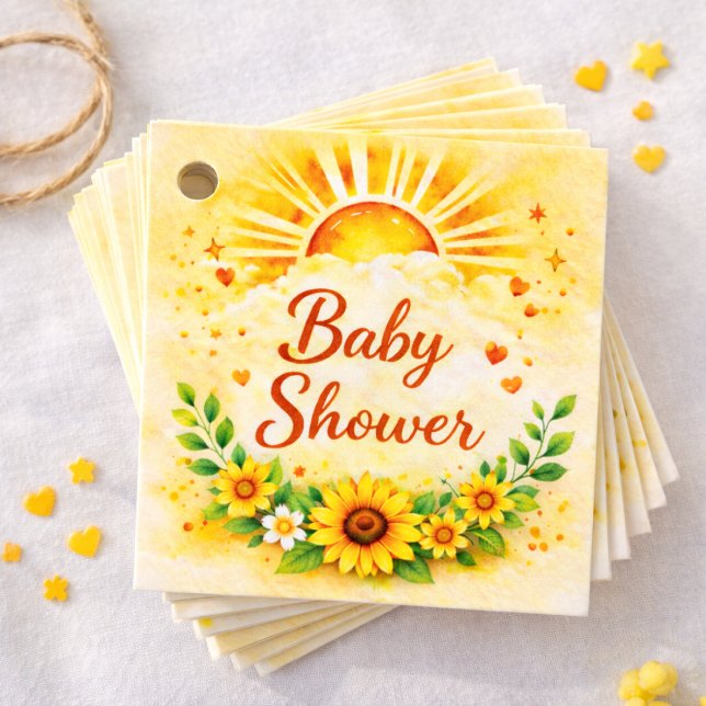 Sonnenblumen-Baby-Shower-Blumendesign Geschenkanhänger (Von Creator hochgeladen)