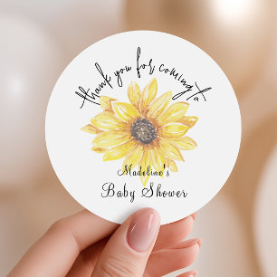 Sonnenblumen-Baby-Shower-Dankeschön-Blumen-Favorit Runder Aufkleber