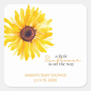 Sonnenblumen-Baby-Shower-Geschenkaufkleber Quadratischer Aufkleber