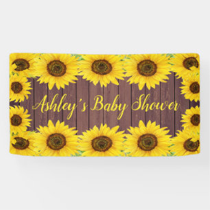 Sonnenblumen-Baby-Shower-Rückwand Rustikales Holz- Banner