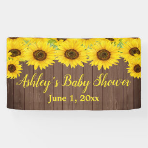 Sonnenblumen-Baby-Shower-Rückwand Rustikales Holz- Banner