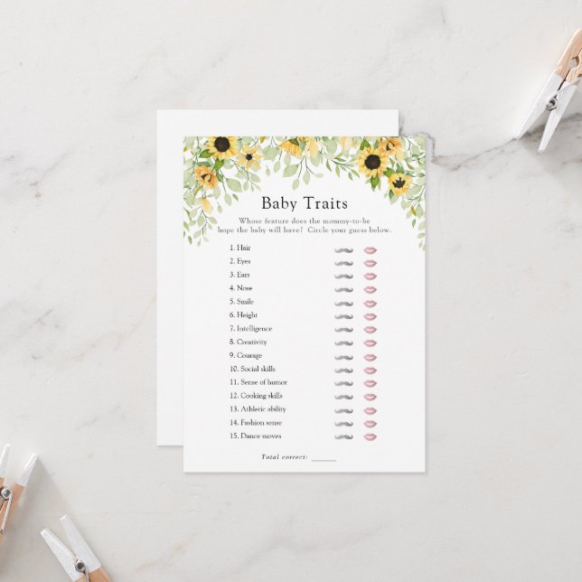 Sonnenblumen Baby Tracks Duschgelspiel Einladung (Vorderseite/Rückseite Beispiel)