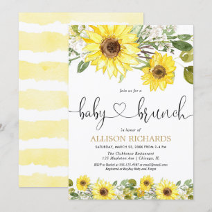 Sonnenblumen Babybrunch grüne weiße Blumen Einladung