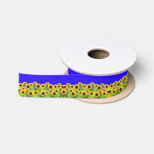 Sonnenblumen Band Geschenk Ukraine Flaggen Farben Satinband