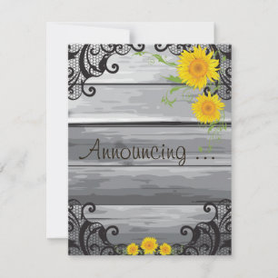Sonnenblumen Barn Wood Collection Verlobung Announ Ankündigung