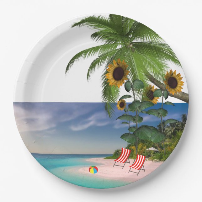 Sonnenblumen Beach Paper-Teller Pappteller (Vorderseite)