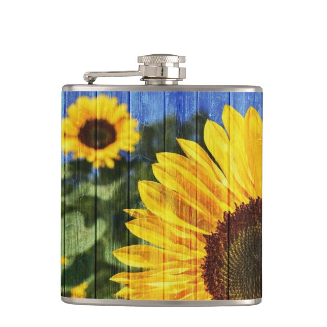 Sonnenblumen bemalt Zaun Flachmann (Vorderseite)
