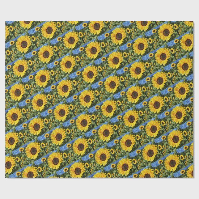 Sonnenblumen bemalt Zaun Geschenkpapier (Flach)