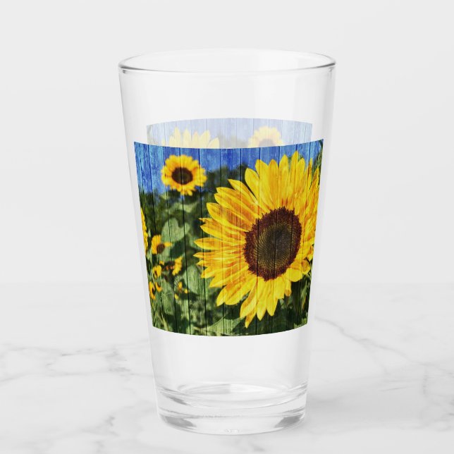 Sonnenblumen bemalt Zaun Glas (Vorderseite)