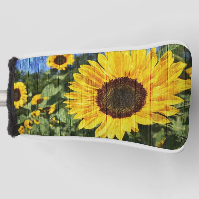 Sonnenblumen bemalt Zaun Golf Headcover (Vorderseite)