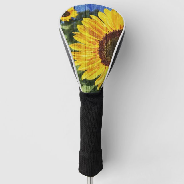 Sonnenblumen bemalt Zaun Golf Headcover (Vorderseite)