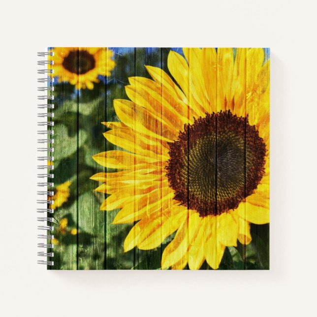 Sonnenblumen bemalt Zaun Notizbuch (Vorderseite)