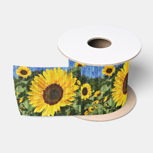 Sonnenblumen bemalt Zaun Satinband (Spule)
