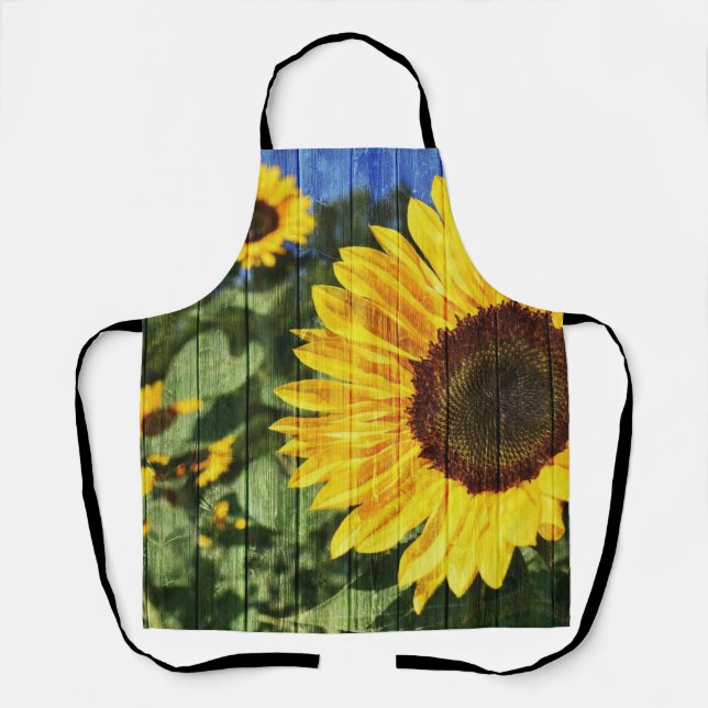 Sonnenblumen bemalt Zaun Schürze (Vorderseite)