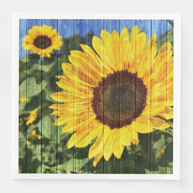 Sonnenblumen bemalt Zaun Serviette (Vorderseite)