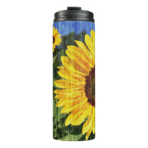 Sonnenblumen bemalt Zaun Thermosbecher