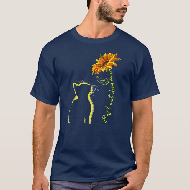 Sonnenblumen Bester Vater Niedliche Katze Liebhabe T-Shirt (Vorderseite)