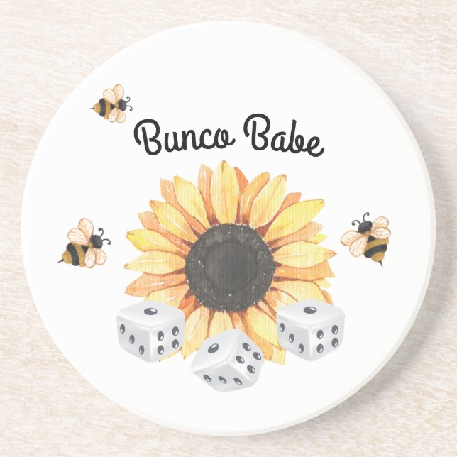 Sonnenblumen Bienen Blumenwürfel Bunco Getränkeuntersetzer (Vorne)