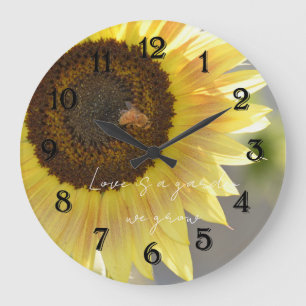 Sonnenblumen-Bienen-Fotografie   Große Wanduhr