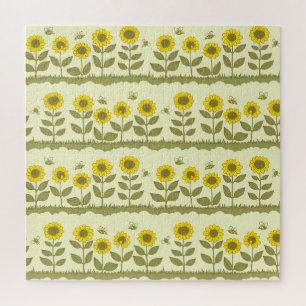 Sonnenblumen, Bienen, niedliche nahtlose Muster.