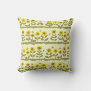 Sonnenblumen, Bienen, niedliche nahtlose Muster. Kissen