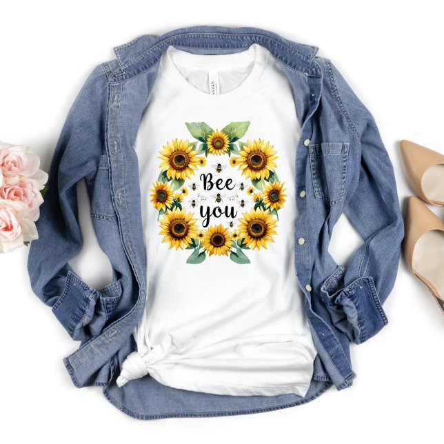 Sonnenblumen Bienen sind Sie Niedlich trendige Ins T-Shirt (Sunflowers Bees Bee You Inspirational Motivational T-shirt , Trendy Cute Rustic Country)