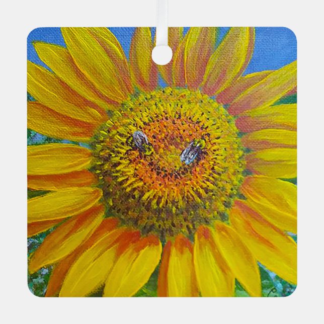 Sonnenblumen-Bienendekoration Ornament Aus Metall (Vorderseite)