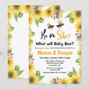 Sonnenblumen Bienengender Reveal Baby Duwer Einlad Einladung