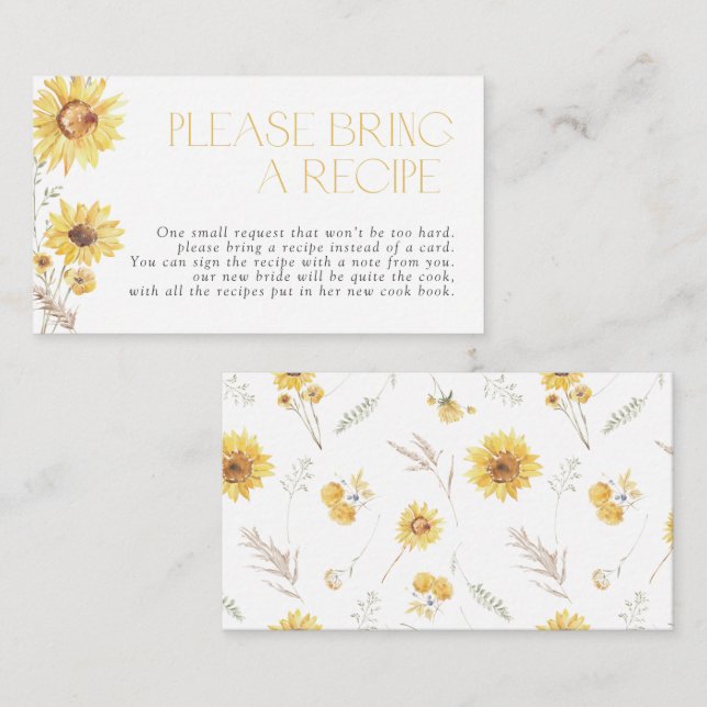 Sonnenblumen Bitte bringen Sie eine Rezept-Umschli Begleitkarte (Vorne/Hinten)