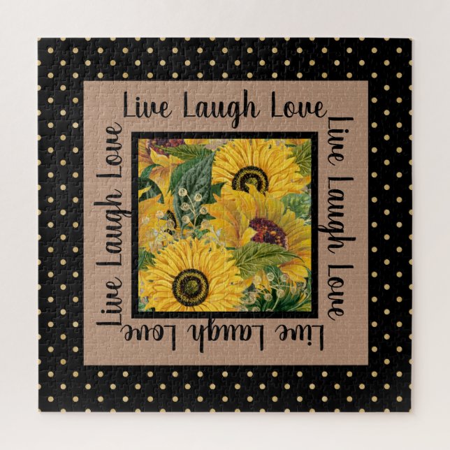 Sonnenblumen Black Gold Polka Dot Live Lagh Liebe (Vertikal)