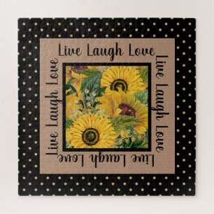 Sonnenblumen Black Gold Punkte Live Laugh Love