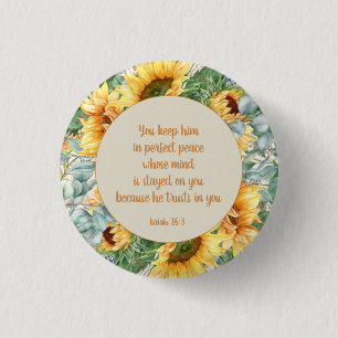 Sonnenblumen-Blatt Bibelvers Bewahre vollkommenen  Button