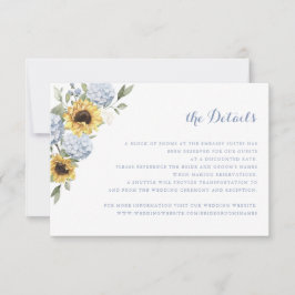 Sonnenblumen Blau Hydrangea Grüne Hochzeit Details Einladung