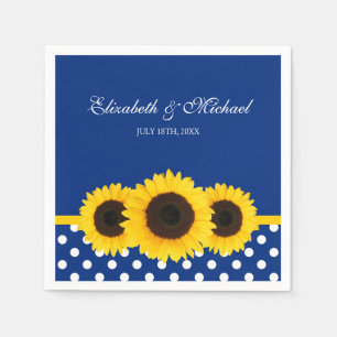 Sonnenblumen Blau Weiße Polka Dot Hochzeit Serviette