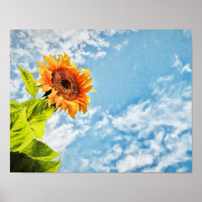 Sonnenblumen Blauer Himmel und Wolken Decoupage Ku Poster (Vorne)