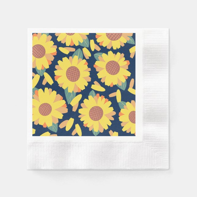 Sonnenblumen-Bloom-Doodle Serviette (Vorderseite)
