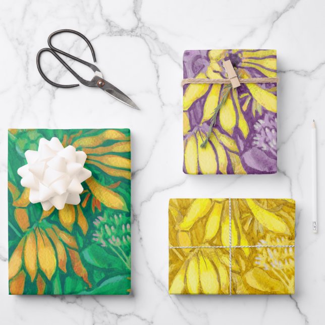 Sonnenblumen Blume Blumenstrauß, grün Geschenkpapier Set (Vorderseite)