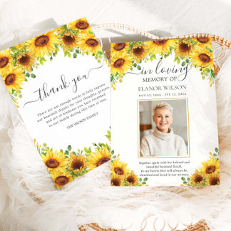 Sonnenblumen Blume Foto Beerdigung Gedenkstätte Dankeskarte