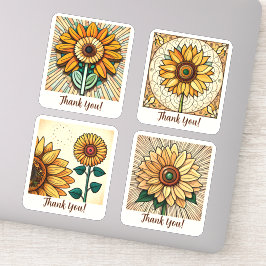 Sonnenblumen Blume Groovy Retro Personalisiert Aufkleber