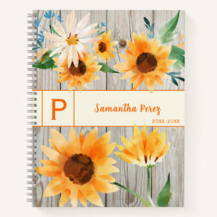 Sonnenblumen Blume Wasserfarben Stilvolle Country  Notizbuch