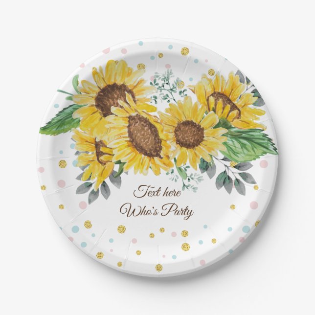 Sonnenblumen, Blumen, Blume Papierplatte Pappteller (Vorderseite)
