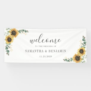 Sonnenblumen Blumen Eukalyptus Schrift Hochzeit Banner