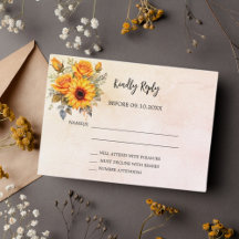 Sonnenblumen Blumen Herbst rustikale Hochzeit RSVP