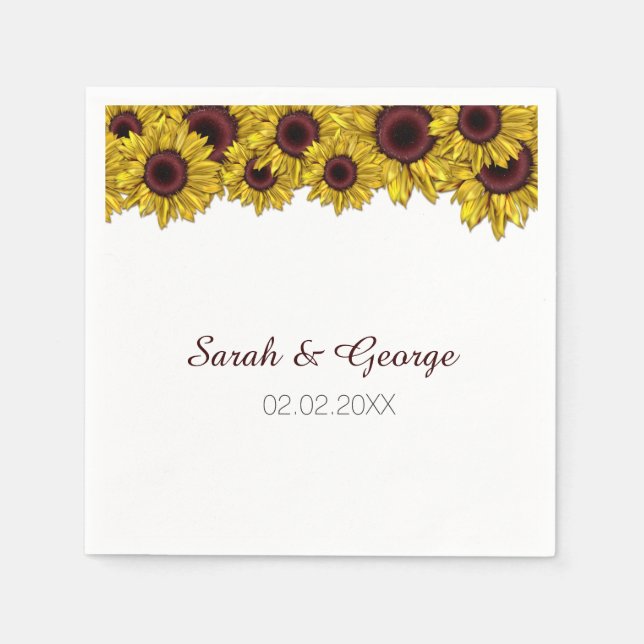 Sonnenblumen Blumen personalisierte Hochzeitsnapki Serviette (Vorderseite)