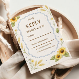 Sonnenblumen-Blumen-Rustikales-Design RSVP Karte