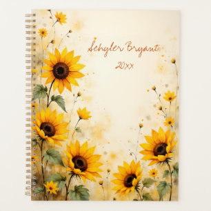 Sonnenblumen-Blumen-Spiralblock-Botanikdruck Planer
