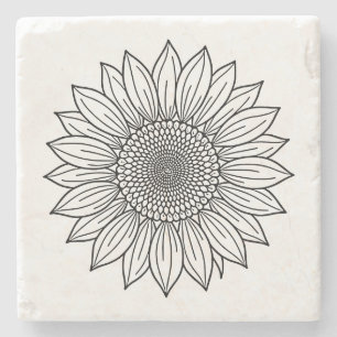 Sonnenblumen-Blumenillustration Linienkunst Steinuntersetzer